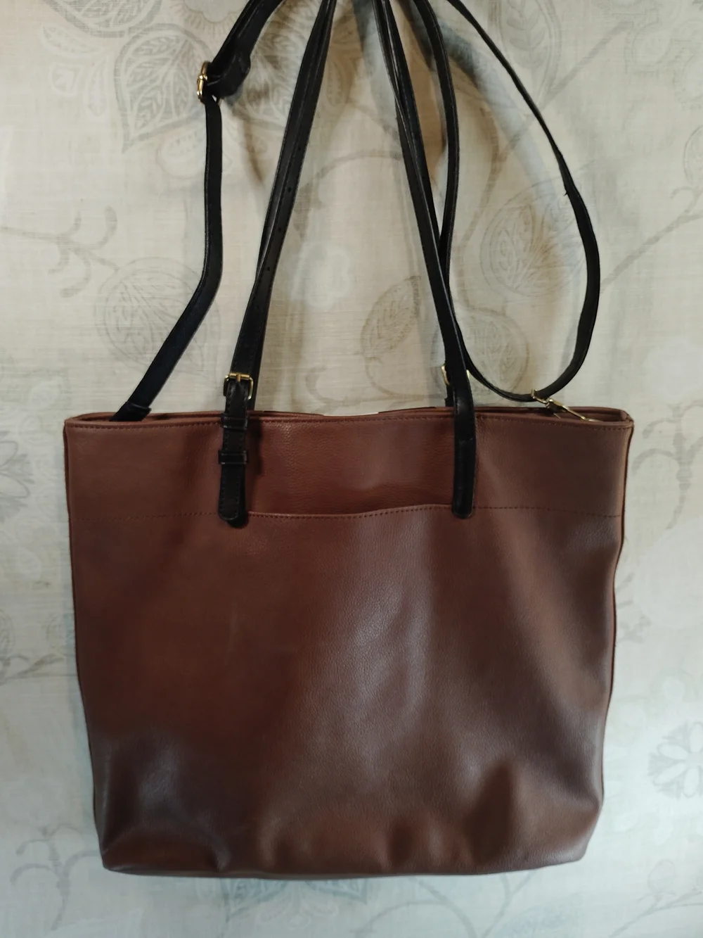 Relic Brown, Black & White Faux Leather Crossbody/Shoulder Tote Bag